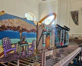 Beaded Sequined Beach Scene Braciano Cigar Box Handbag