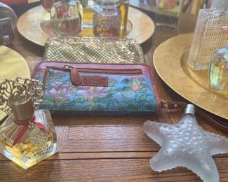 Vince Camuto, Hand-painted Wallet & Vintage Gold Mesh Clutch 