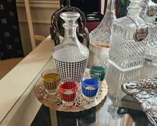 Vintage MCM Houndstooth Liquor Service