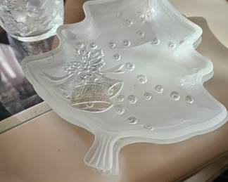Frosted Christmas Tree Glass Platter