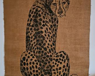 Big Cat Print on Burlap by Siri
