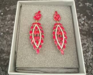 Red Crystal Dangling Earrings