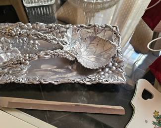 Arthur Court “Grape” Serving Tray & Utensils