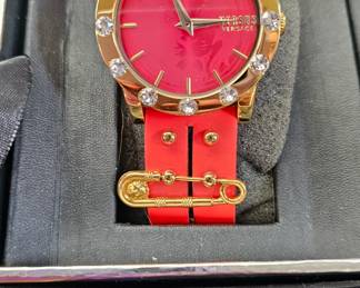 40mm Miami Crystal Watch W Studded Leather Strap Red by Versus By Versa