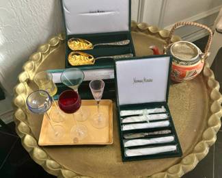 Neiman Marcus Serving Pieces in Velvet Boxes