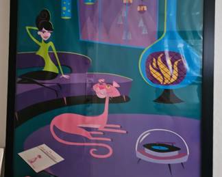 Framed SHAG Pink Panther Poster Print Calendar Tower Records 2004-2005 Mint- Cat Modern