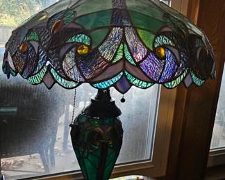 Tiffany Style Stained Glass Double Light Table Lamp