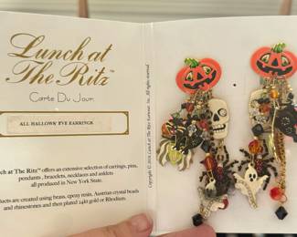 Lunch at The Ritz “All Hallows’ Eve” Earrings with Menu Card