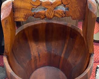 Carved Wooden Bucket 