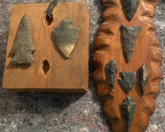 Arrowheads Mounted on Board