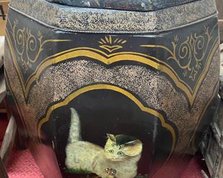 Plant Stand/Garden Seat with Cat Decor 