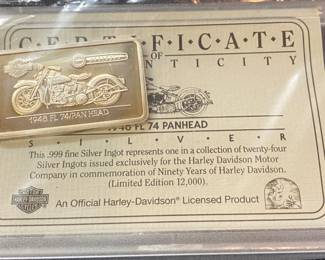 1.25 Troy Ounce Embossed Harley Davidson Silver Bar