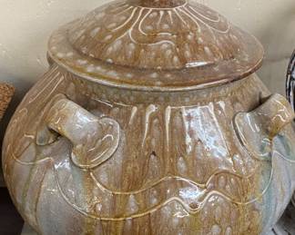 Large Pottery Tureen Signed "D"
