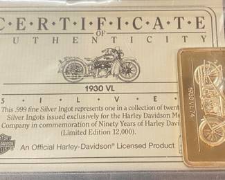 1.25 Troy Ounce Embossed Harley Davidson Silver Bar
