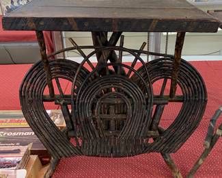 Old Primitive Decorated Twig Table