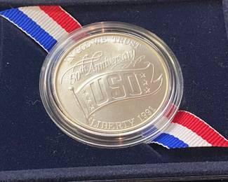1991 USO Liberty Silver Dollar