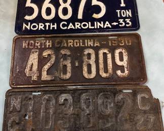Old North Carolina License Plates
