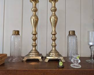 Antique candlesticks with globes