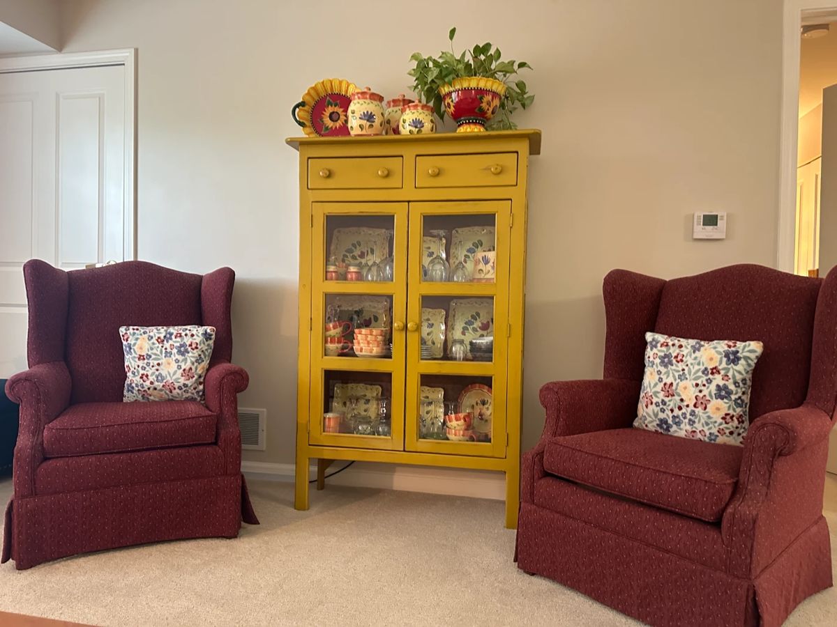 Lot 7 - $400/pair - Pair (2) of wingback chairs, each 27"w 28"d 41"h. Scroll forward for close up photo of fabric.