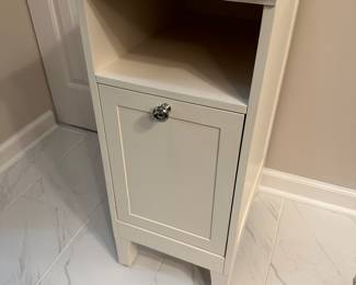 Lot 30 - $125 - Bath Cabinet - Limestone Top 13”w 19.5”d 33”h.  One deep drawer with floating inset drawer, cubby at top.   