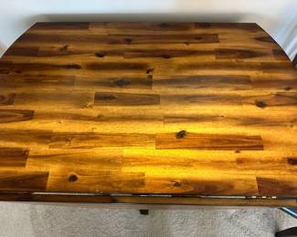 Lot 9 - $300 - Drop Leaf Table and 2 Chairs - 40"w 24"d with leaves down, 2 leaves 8"w each, max 40" x 40" 30"h.  Chairs have 18"h seat.