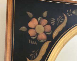 Lot 21 - $200 - Ethan Allen Hand Decorated Black Hitchcock Style Dresser Wall Mirror 24" x 36”