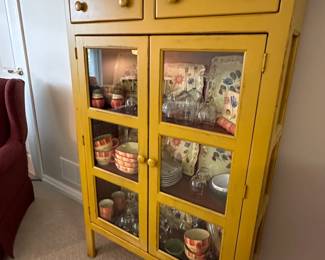 Lot 8 - $400 - Linen Cabinet - China Cabinet - 2 drawers, 2 glass doors, 3 shelves.  36"w 12"d 59.5"h.  