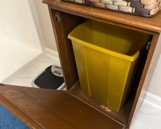 Lot 20 - $75 -  Vintage Hamper Cabinet - Cabinet area tips open to reveal a hamper.  Back is pegboard for breathability.  
