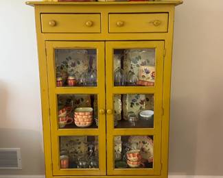 Lot 8 - $400 - Linen Cabinet - China Cabinet - 2 drawers, 2 glass doors, 3 shelves.  36"w 12"d 59.5"h.  