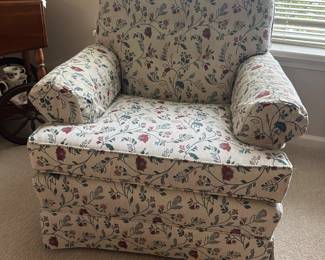 Lot 1 - $200 - Halagan Chair 29"w 29"d 31"h (back) 17"h (seat).  See picture 4 for close up of fabric.