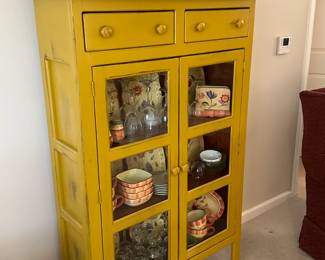 Lot 8 - $400 - Linen Cabinet - China Cabinet - 2 drawers, 2 glass doors, 3 shelves.  36"w 12"d 59.5"h.  
