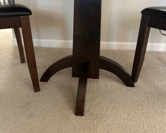 Lot 9 - $300 - Drop Leaf Table and 2 Chairs - 40"w 24"d with leaves down, 2 leaves 8"w each, max 40" x 40" 30"h.  Chairs have 18"h seat.