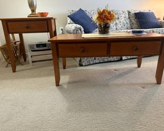 Lot 5 and 6 - $300/both  - Lot 5 - Shaker Coffee Table - 41.5"w 20"d 18"h.  Matching End Table Lot 6 - Shaker End Table 23.5"w 20.5"d 25.5"h 