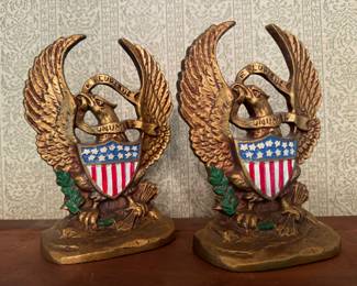 Vintage Cast Iron American Eagle Bookends