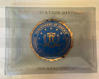 FBI Identification Division Golden Anniversary Glass Card Holders (4 Total)