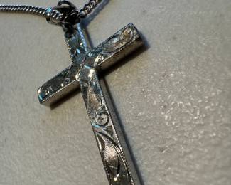 Sterling Silver Necklace with Sterling Silver Cross Pendant