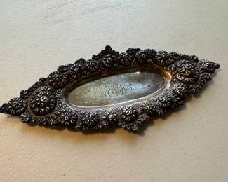 Sterling Silver Monogrammed Bed Tray (29gms)