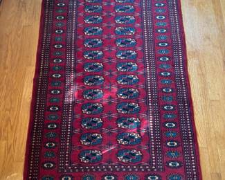 Hand-Knotted Bokhara Rug (64"L x 38-1/2"W)