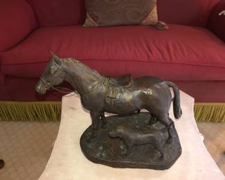 Mary Beattie Scott Animalier horse & dog bronze 1993, #1/6