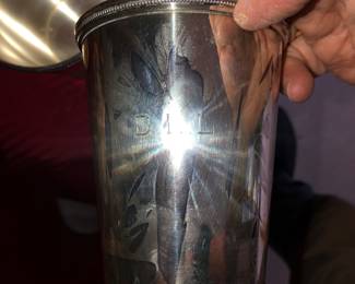 Silver plate Mint Julip set with 9 cups