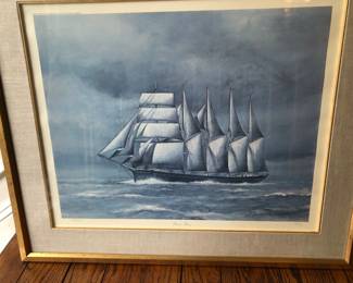 Jim Clary David Dows Great Lakes 5 masted schooner, signed and numbered