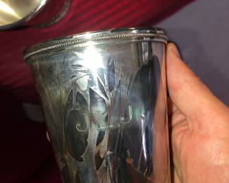 Silver plate Mint Julip set with 9 cups