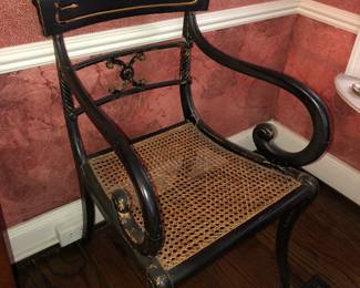 1 of a pair early 19th c. Regency caned chairs
