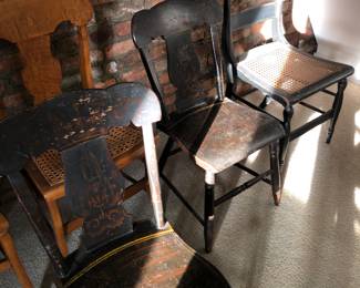 Many early antique chairs