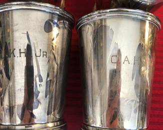 Set of 9 International silver plate Mint Julep cups 