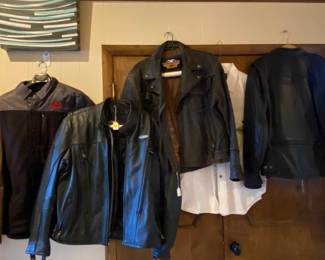Harley Davidson coats, shirts boots 