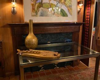 Crate & Barrel glass dining table 