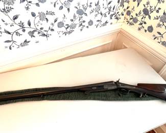 G.L. Rasch Rob. Schadt Braunschweig 12ga Double Barrel side by side Black Powder Dual Trigger Damascus Steel Barrel - Walnut Stock - Cheek Guard 