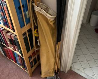 5 Antique  Spaulding Kro-Flight Hickory Shaft Irons w/Bag 