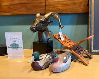 Brass ram head sculpture